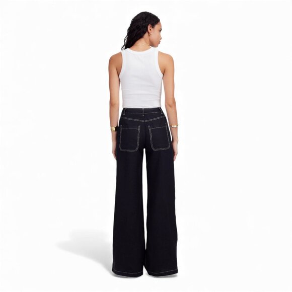 Madewell The Zoe Relaxed Wide Pant in 100% Linen Size 14 - Picture 3 of 12